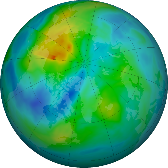 Arctic ozone map for 09 October 2022